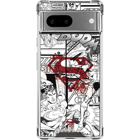 DC Comics Superman Comic Pattern Logo in Red Google Pixel 7a Clear Case